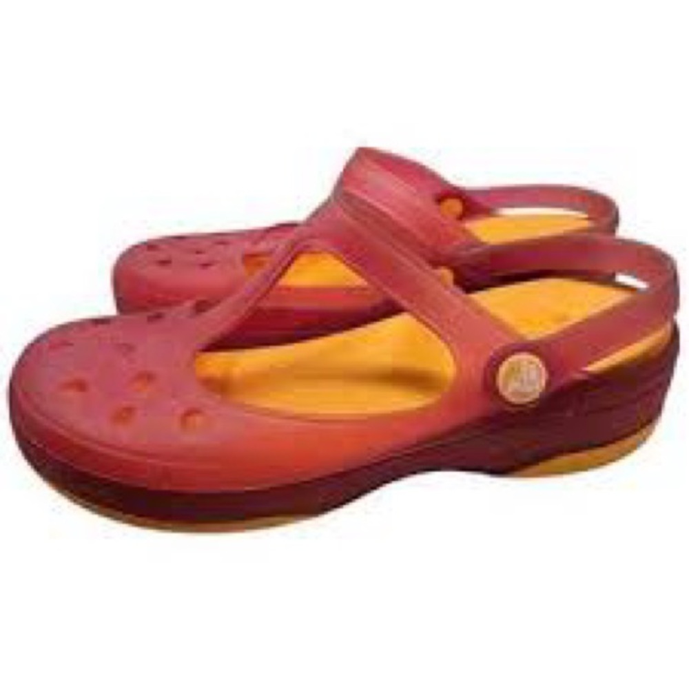 Crocs Carlie Mary Jane, "jelly" style clog Women’s Sz 10 red/orange